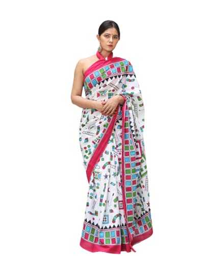 Mulmul Saree with Blouse Piece - White